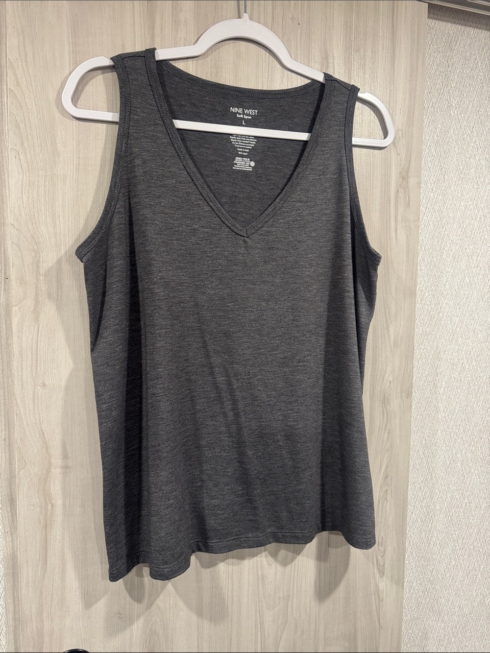 Nine West Dark Charcoal V-Neck Tank Top